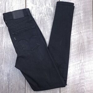 Levi's 720 High Rise Super Skinny Jeans Women Size 24 Black Stretch Denim